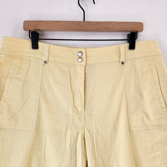 Chico's Yellow Cropped Pants Hiking Spring Summer Cotton Straight Leg XL/16 - Picture 3 of 6